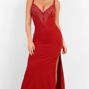 Popilush Elegant Red Lace Nightgown